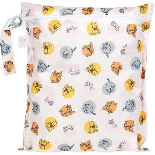 Bumkins Disney Waterproof Wet Bag for Baby, Travel, Swim Suit, Cloth Diapers, Pump Parts, Pool, Gym Clothes, Toiletry, Strap to Stroller, Daycare, Zip Reusable Bag, Packing Pouch, Winnie the Pooh