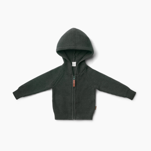 Goumi Kids Mountain Collection Organic Cotton Knit Hoodie - Pine, 0-3m