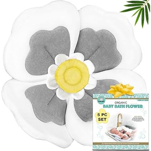 Snug Bug Gear Baby Bath Flower for Sink - Flower Bathtub for Baby Organic 5pc Set -Blooming Baby Bath Flower Fits Bathtub Sink Tub -More Support for Newborns -Lotus Flower Baby Bath Mat Boy Girl
