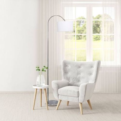 Arched Floor Lamp with Shade White - Simple Designs: Modern Standing Light, ETL Listed, Metal Body