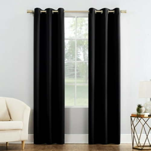 Mainstays 1-Piece Blackout Energy Efficient Grommet Single Curtain Panel, 40"x84", Black