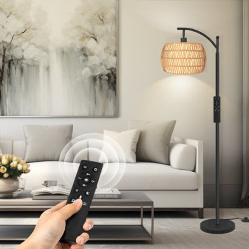 Mercer41 Arched/arc Floor Lamp With Remote Control, Dimmable Bulb Included | Wayfair