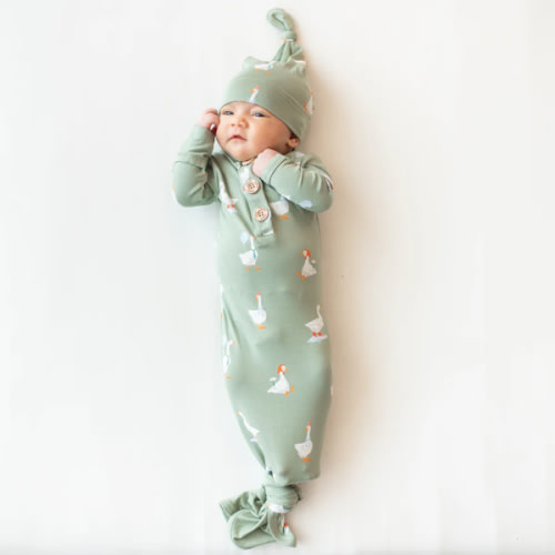 Knotted Gown with Hat Set in Silly Goose | Size Newborn