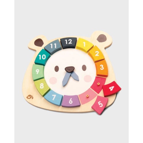 Tender Leaf Wooden Bear Colors Clock