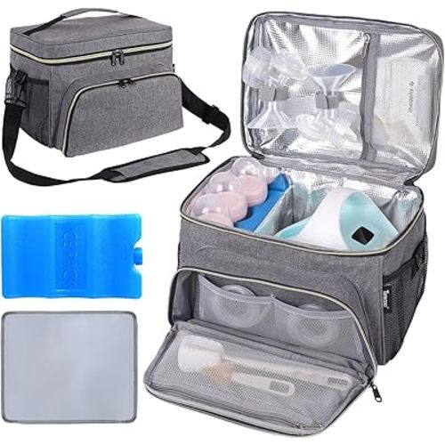Breast Pump Bag Fit for Spectra S1 and S2, Pumping Bag with Breastmilk Ice Pack & Waterproof Mat, Perfect for Working Moms and Travel