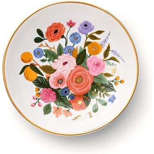 RIFLE PAPER CO. Garden Party Bouquet Ring Dish, Protect Your Trinkets and Jewelry, Minimize Loss, Organize Desk, Small Item Security, Keep Valuables Safe and Visible, Cute and Fashionable