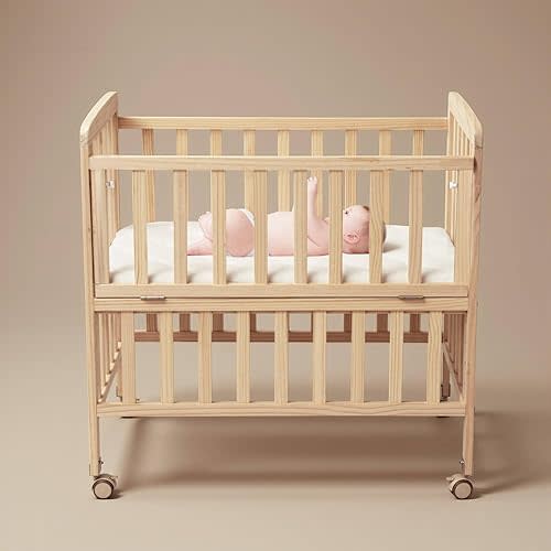 Flwrgirl Convertible Mini Baby Crib,Wood Baby Bedside Bassinet