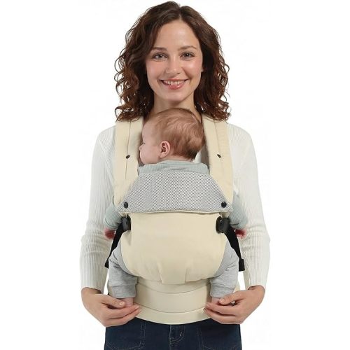 MISSWISDOM Baby Carrier Newborn to Toddler, Adjustable Toddler Carrier, Baby Holder Carrier, Kangaroo Infant Carriers with Widen Shoulder Straps, Beige