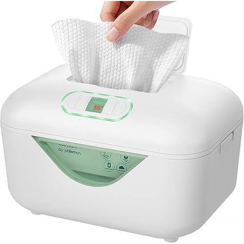 Baby Wipe Warmer, Protable Wipes Warmer Dispenser for Newborns with 4000mAh Battery 4-Temp Fast Heating Colored Night Light Large Capacity Indoor/Outdoor Nursery Essentials