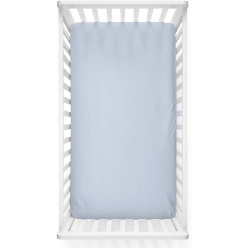 Caden Lane Fitted Crib Sheet, Breathable & Temperature-Regulating Bamboo Viscose Fabric with Elastic Edges, Fits Standard Size Baby Crib & Toddler Mattresses 28"x52", Machine Washable, Mist Grey
