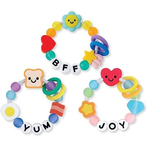 Infantino Friendship Baby Teethers, Soft Silicone Teething Toys, Sensory Textures, Easy to Grip, BPA-Free, Soothes Sore Gums, On-The-Go Travel Teethers, 3-Pack