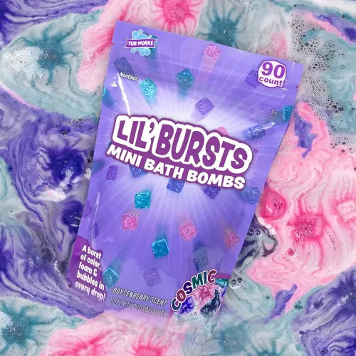 Lil' Bursts Mini Bath Bombs for Kids, 90 Count, Cosmic | Nontoxic | Tiny With A Burst of Color, Foam & Bubbles | Customize With Fun Colors | Create Bath Art