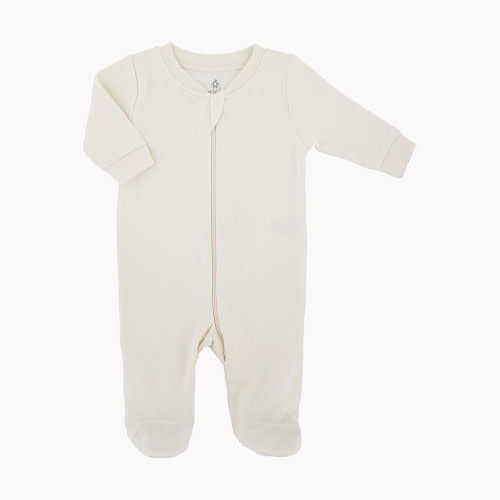 Snugabye Baby Organic Front Zip Sleeper - Eggnog, 0-3M