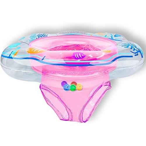Baby Pool Float with Double Airbag Safety Seat for Toddler & Infant 6-12 Months, Inflatable Infant Pool Float for Swim Training, Bathtub Water Play