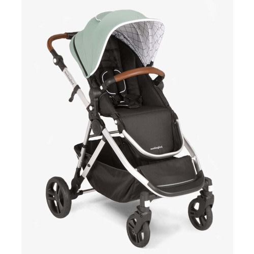 Mockingbird Single-to-Double Stroller | Sage, Windowpane, Silver with Penny Leather
