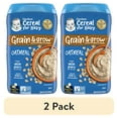 (2 pack) Gerber 1st Foods Baby Cereal, Grain & Grow Oatmeal, Clean Label Project, 16 oz Canister