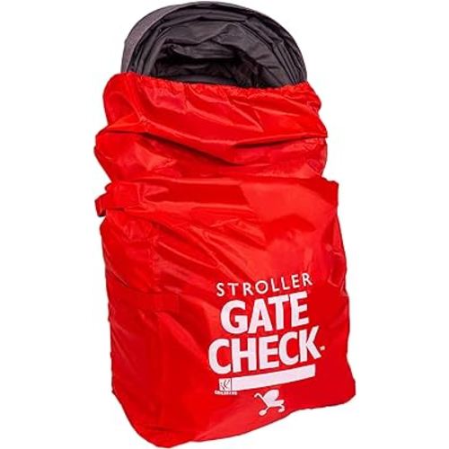 J.L. Childress Gate Check Bag for Single & Double Strollers - Stroller Bag for Airplane - Large Air Travel Stroller Bag - Red