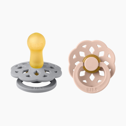 BIBS Boheme Natural Rubber Pacifier (2 Pack) - Cloud / Blush, Size 1