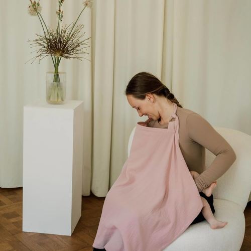 Breathable Muslin Nursing Cover for Baby Breastfeeding by Bond (Baby Pink) - Pumping Breastfeeding Cover Up for Mom I Also Works Ideal as Stroller Cover and Privacy Nursing Blanket