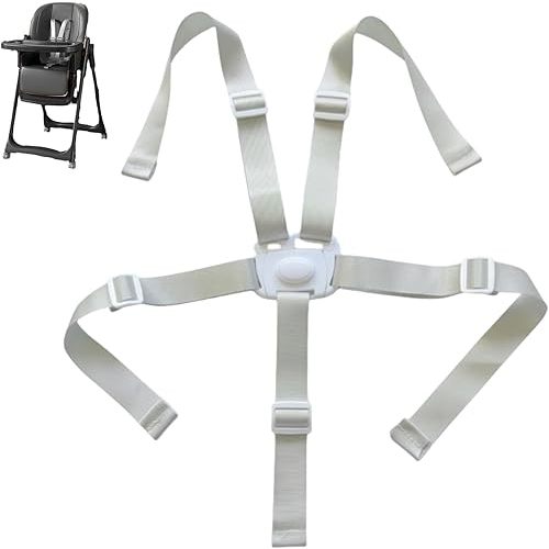 High Chair Straps Replacement,Universal 5 Point High Chair Harness Straps Adjustable Sturdy Safety Strap Belt (Grey)