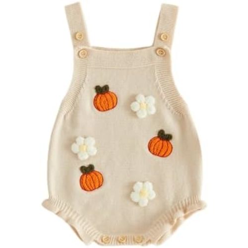 Baby Sweater Knit Romper Newborn Girl Halloween Pumpkin Sweaters Outfit