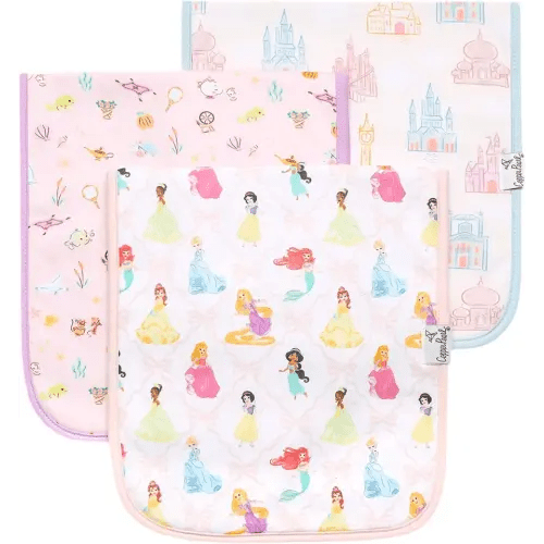 Copper Pearl Baby Burp Cloth Large 21''x10'' Size Premium Absorbent Triple Layer 3-Pack Gift Set Disney Princess
