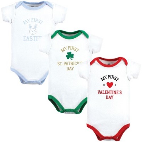 Hudson Baby Infant Boy Cotton Bodysuits, Boy First Valentine Easter, 6-9 Months