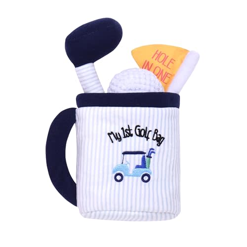 4 Piece Plush My First Golf Gift Set with Sensory Toys for Baby, Blue Stripe, 9 inch
