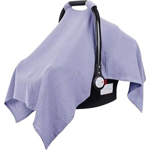Metplus Muslin Car Seat Cover for Babies - Carseat Stroller Cover Infant Stroller Covers for Boys and Girls, Breathable & Lightweight, Fits Most Strollers & Baby Car Seats