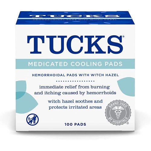 TUCKS Medicated Cooling Pads, 100 Count – Hemorrhoid Pads with Witch Hazel, Cleanses Sensitive Areas, Protects from Irritation, Hemorrhoid Treatment, Medicated Pads Used By Hospitals