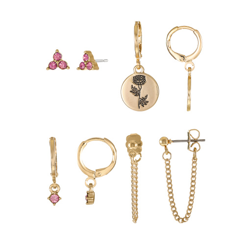 Time and Tru Goldtone Birth Flower Earring Collection, 4 Pairs, October