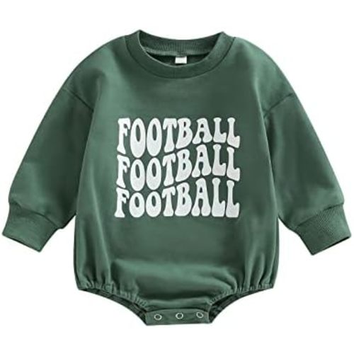 Baby Girl Boy Football Outfit Game Day Football Sweatshirt Romper Oversized Bodysuit Fall Winter Clothes