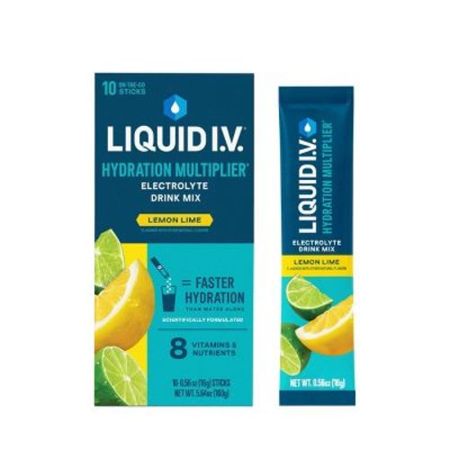 Liquid I.v. Hydration Multiplier Vegan Powder Electrolyte Supplements - Lemon Lime - 0.56oz Each/10ct