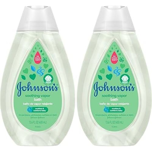 Johnson's Baby Vapor Bath with Soothing Aromas to Relax Babies, Tear-Free & Hypoallergenic Liquid Baby Bath Formula, No Parabens, Sulfates, Dyes, or Phthalates, 13.6 fl. oz (Pack of 2)
