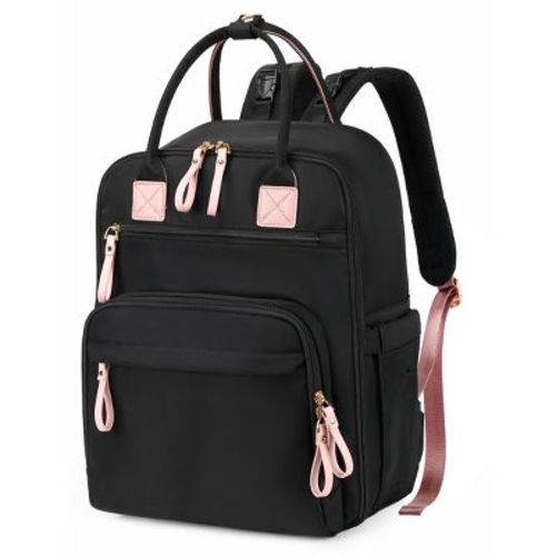 Itopfox Large Diaper Backpack with 18 Pockets, Water-Resistant Nylon, Insulated Bottle Holders, Stroller Straps (Black)