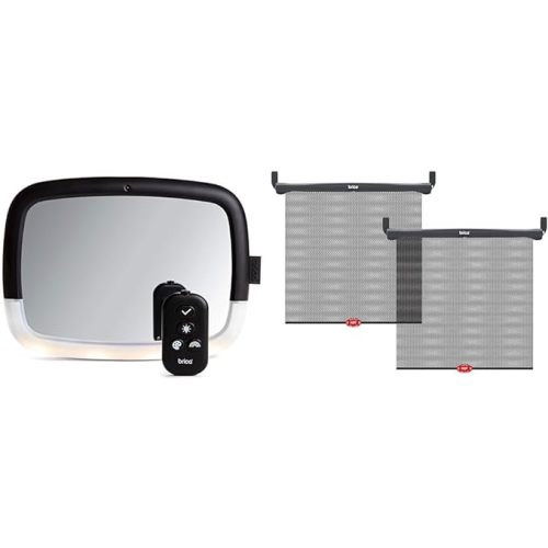 Munchkin® Brica® Night LightTM Baby in-Sight® Adjustable Car Mirror with LEDs & 2 Sun SafetyTM Car Window Roller Shades - Car Mirror + Car Window Roller Shade