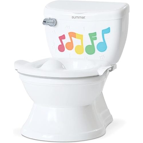 Summer My Size Potty Lights and Songs Transitions, White – Realistic Potty Training Toilet with Interactive Handle that Plays Music for Kids, Removable Potty Topper/Pot, Wipe Compartment, Splash Guard