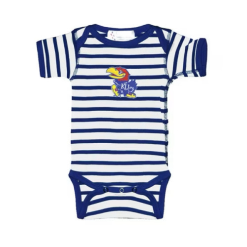 KU Jayhawks Kansas Jayhawks ROYAL Baby Skylar Stripe One Piece - 10191151