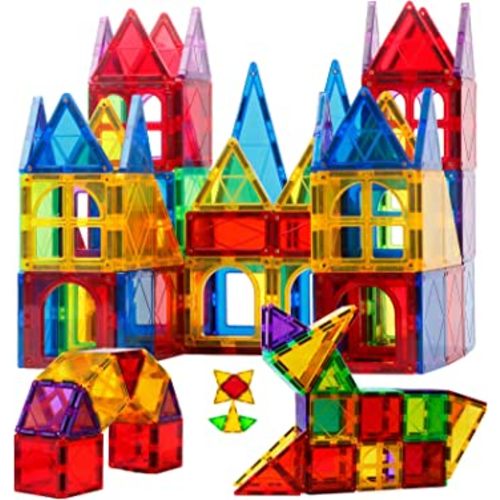 MAGBLOCK Magnet Toys Kids Magnetic Building Tiles 100 Pcs 3D Magnetic Blocks Preschool Building Sets Educational Toys for Toddlers Boys and Girls.