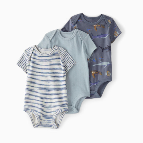 Carter's Little Planet 3-Pack Organic Cotton Rib Bodysuits - Multi-Color, 0-3 M