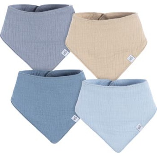 Muslin Bandana Bibs 4-Pack Blues