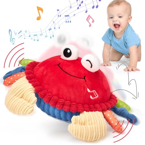 hahaland Baby Toys 12-18 Months - Musical Dancing Walking Moving Bouncing Crab Tummy Time Sensory Infant Toys for 6-12 Months Fun Interactive Infant Learning Toys Boy Girl Easter Birthday Gifts