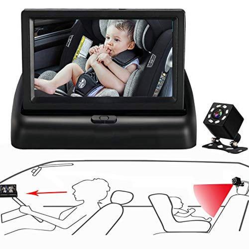 Itomoro Baby Car Mirror, View Infant in Rear Facing Seat with Wide Crystal Clear View,360° Rotation Plug and Play Easy Install baby car monitor 1080p