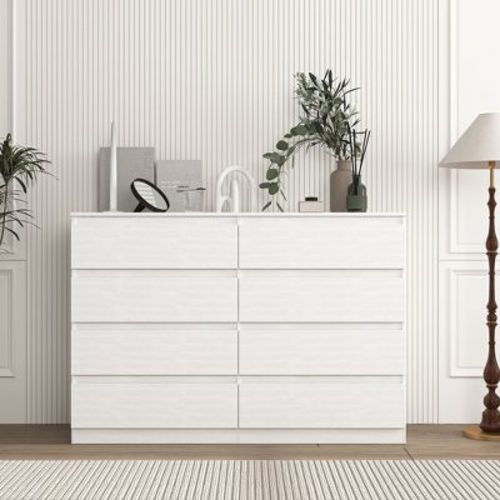 Resenkos Modern Mid Century 6 Drawer Wide Dressers Chests for Bedroom, Chest of Drawer Organizer