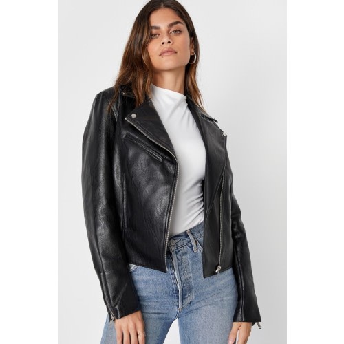 Wild Perfection Black Vegan Leather Moto Jacket