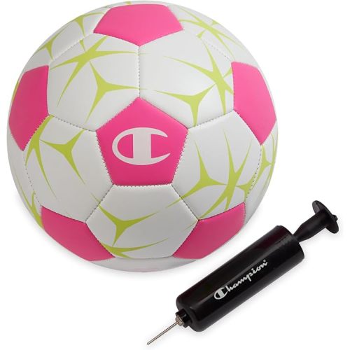 Champion Soccer Ball Youth & Adult – Matte Finish, 32-Panel Design, Enhanced Control, Sizes PVC Cover, Sizes 3,4 and 5 for Indoor & Outdoor Training, Includes 6" Pump