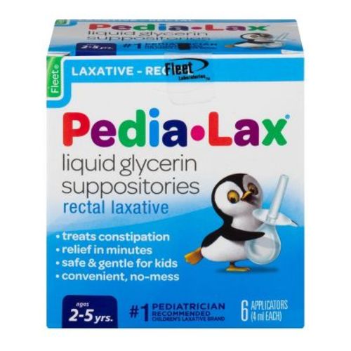 Pedia-Lax Laxative Liquid Glycerin Suppositories for Kids - Ages 2-5 - 6ct