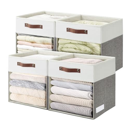 Bagnizer Storage Cubes, 4 Pack Baby Toy Bins (13 x 13 inch) with Clear Window