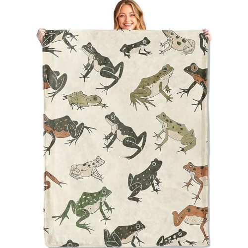 Cute Frog Throw Blanket,50x60in,Soft,Lightweight Flannel,Japanese Frogs Blankets - Gifts for Women & Animal Lovers,for Couch Office Travel,Home Living Room Bed Decor