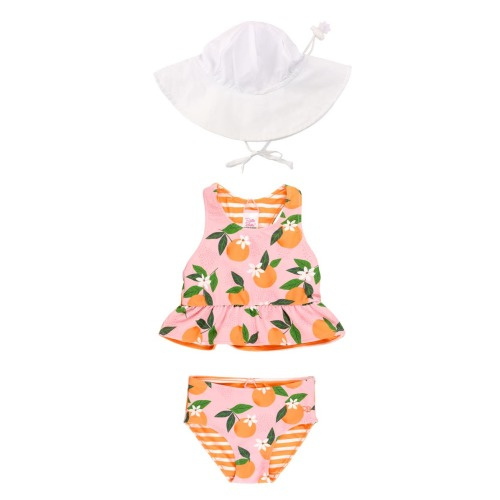 Reversible Tankini Two-Piece Swimsuit & Hat Set (6-12 M)
